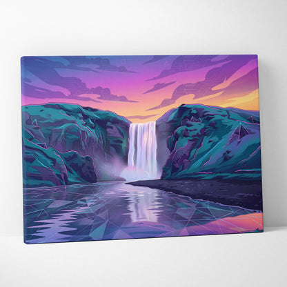 Neon Cityscape Vaporwave Canvas - Vaporwave Cityscape Neon Pink Teal Dreamy Mood Living Room Retro Futurism Canvas Print