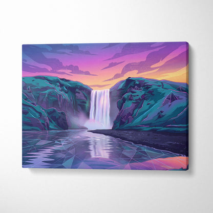 Neon Cityscape Vaporwave Canvas - Vaporwave Cityscape Neon Pink Teal Dreamy Mood Living Room Retro Futurism Canvas Print
