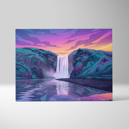 Neon Cityscape Vaporwave Canvas - Vaporwave Cityscape Neon Pink Teal Dreamy Mood Living Room Retro Futurism Canvas Print