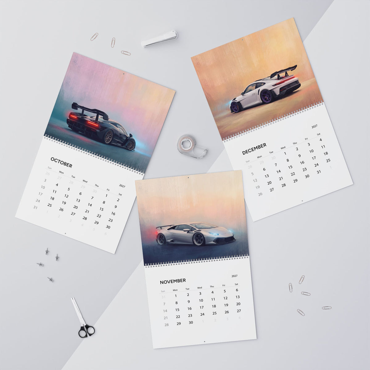 2027 Super Cars Artwork Calendar | Luxury Supercar Wall Calendar
