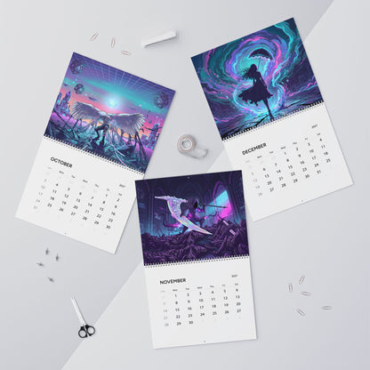 2027 Vaporwave Fantasy Artwork Wall Calendar – Colorful Dreamlike Art Collection