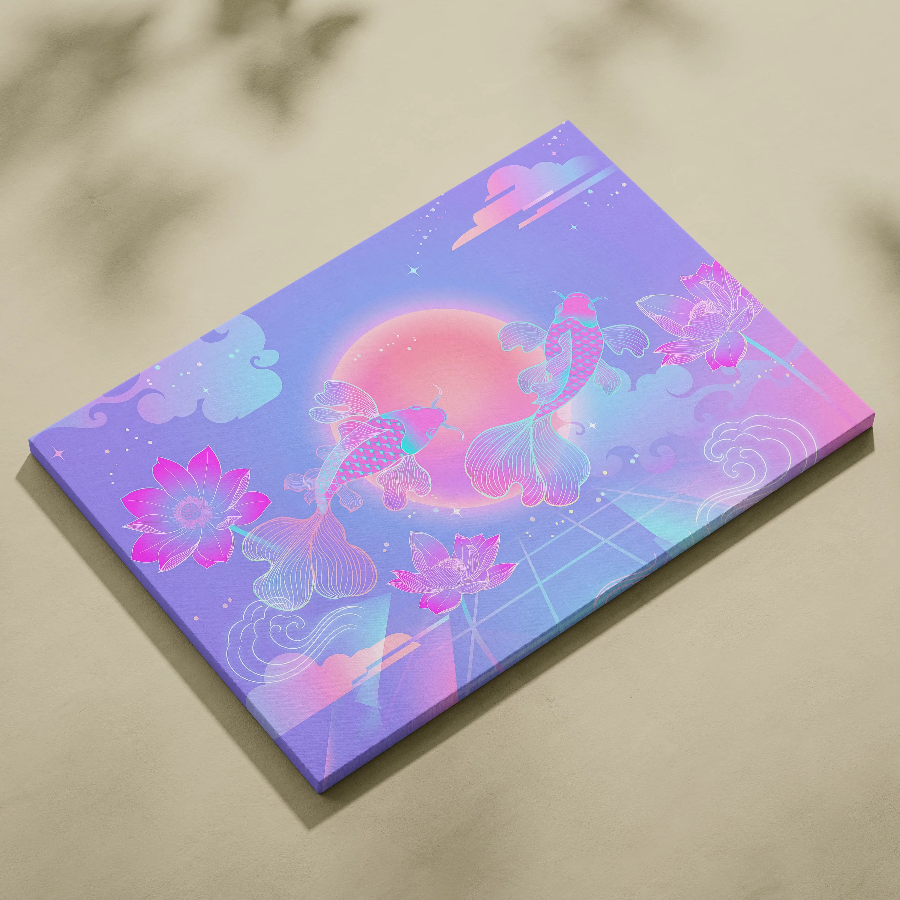Neon Sakura Vaporwave Canvas - Japan Neon Pastel Living Room Vaporwave Dreamy Mood Retro Futurism Japanese Wall Art