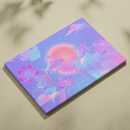 Neon Sakura Vaporwave Canvas - Japan Neon Pastel Living Room Vaporwave Dreamy Mood Retro Futurism Japanese Wall Art