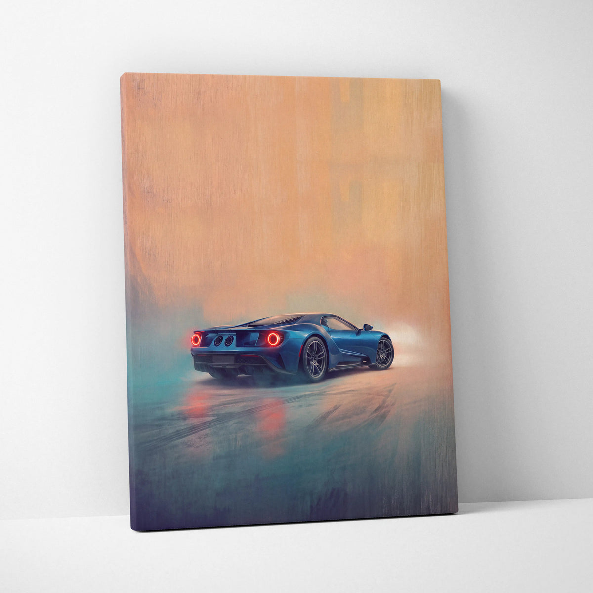Ford GT Inspired Canvas Wall Art, Supercar Painting for Bedroom Decor