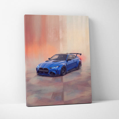 BMW M3 Inspired Car Wall Art, Modern Automotive Canvas Painting