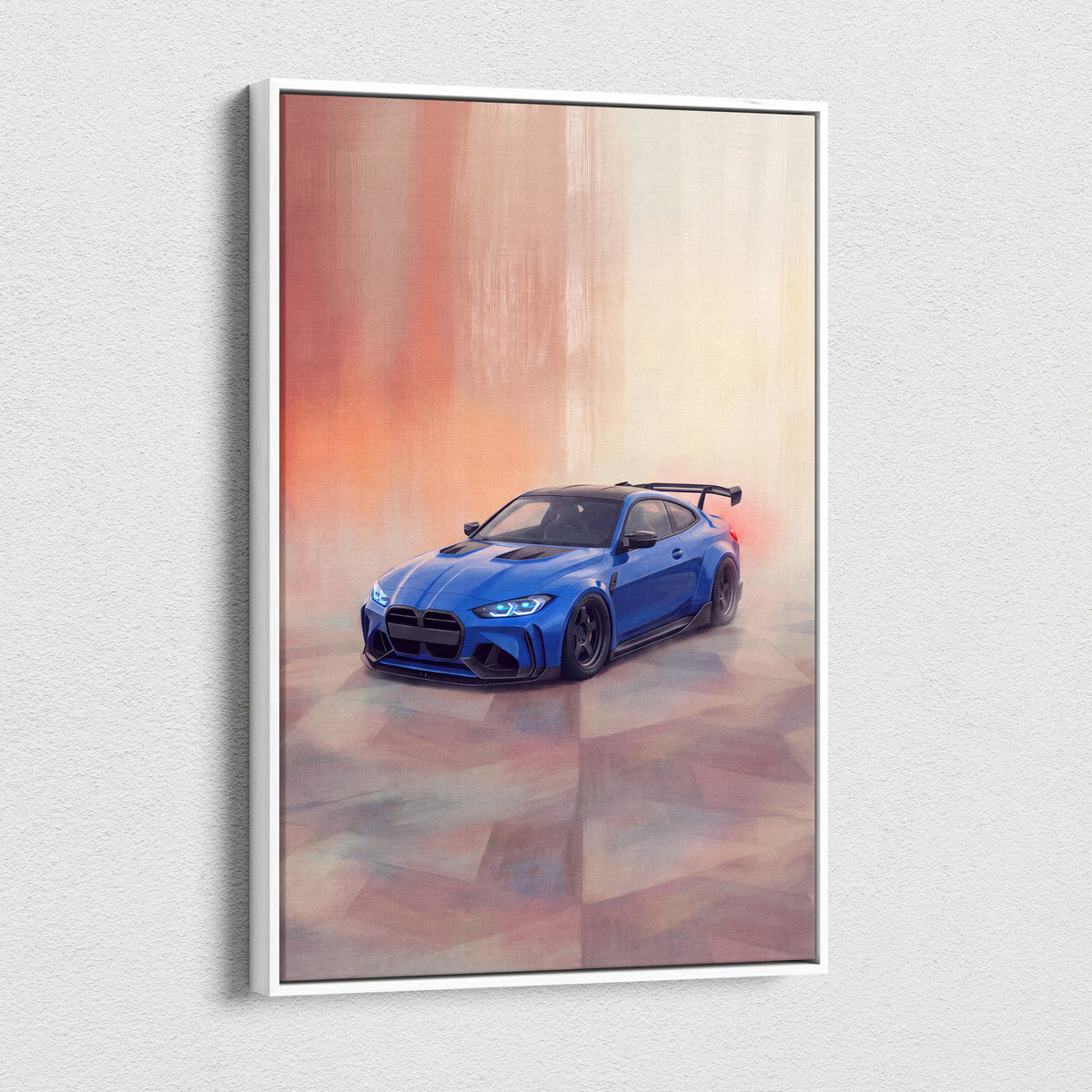 BMW M3 Inspired Car Wall Art, Modern Automotive Canvas Painting