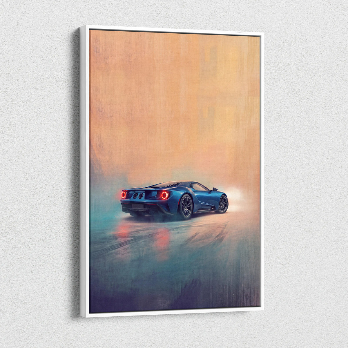 Ford GT Inspired Canvas Wall Art, Supercar Painting for Bedroom Decor