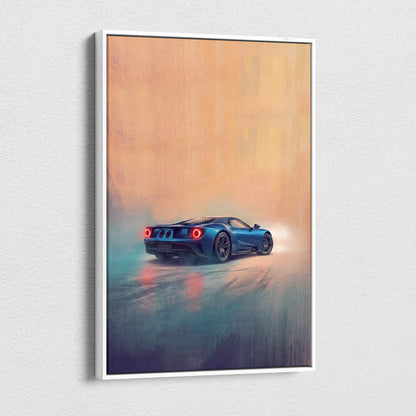 Ford GT Inspired Canvas Wall Art, Supercar Painting for Bedroom Decor