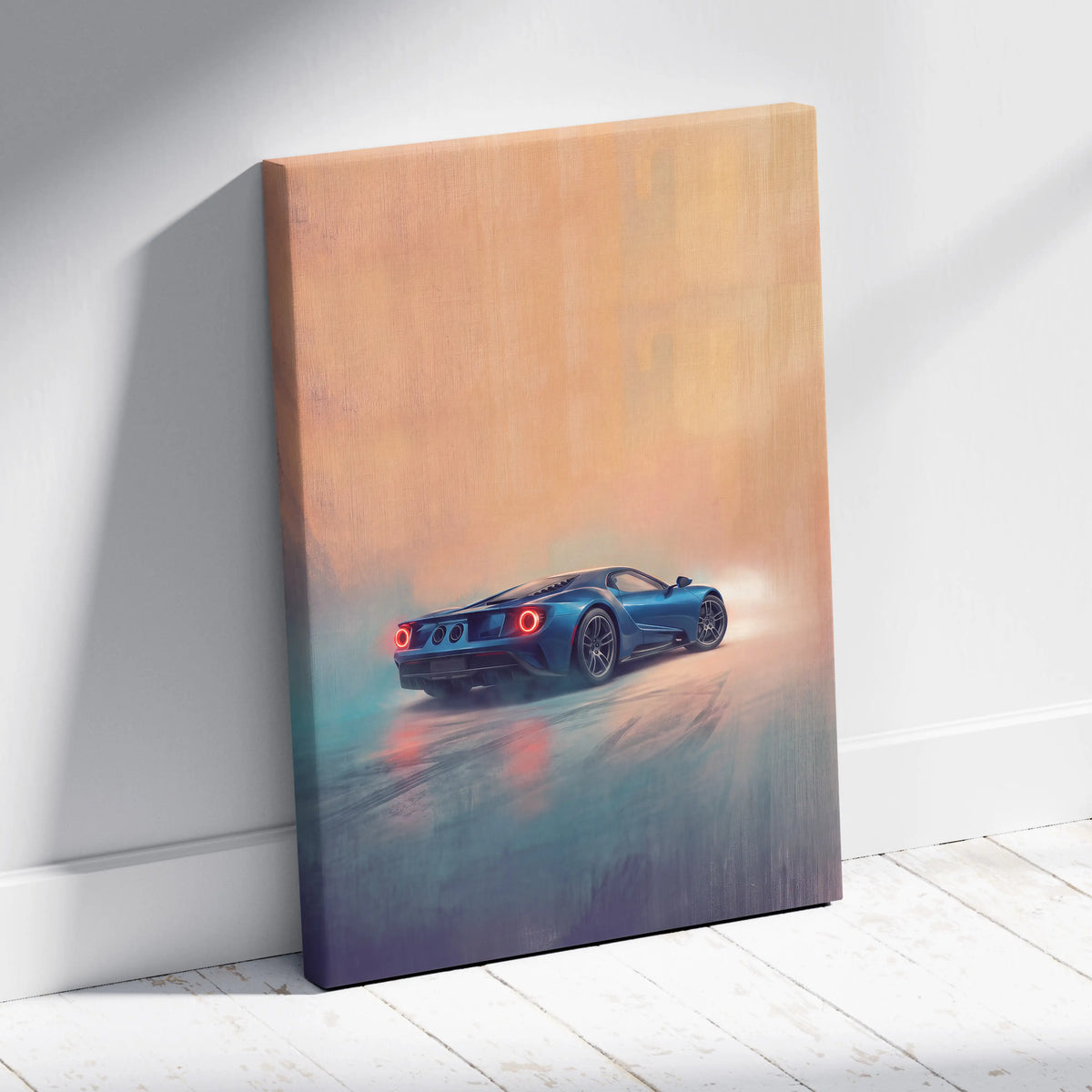 Ford GT Inspired Canvas Wall Art, Supercar Painting for Bedroom Decor