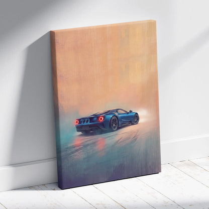 Ford GT Inspired Canvas Wall Art, Supercar Painting for Bedroom Decor