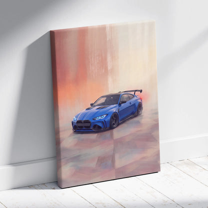 BMW M3 Inspired Car Wall Art, Modern Automotive Canvas Painting