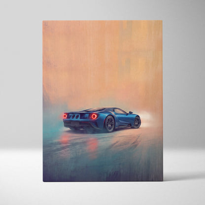 Ford GT Inspired Canvas Wall Art, Supercar Painting for Bedroom Decor