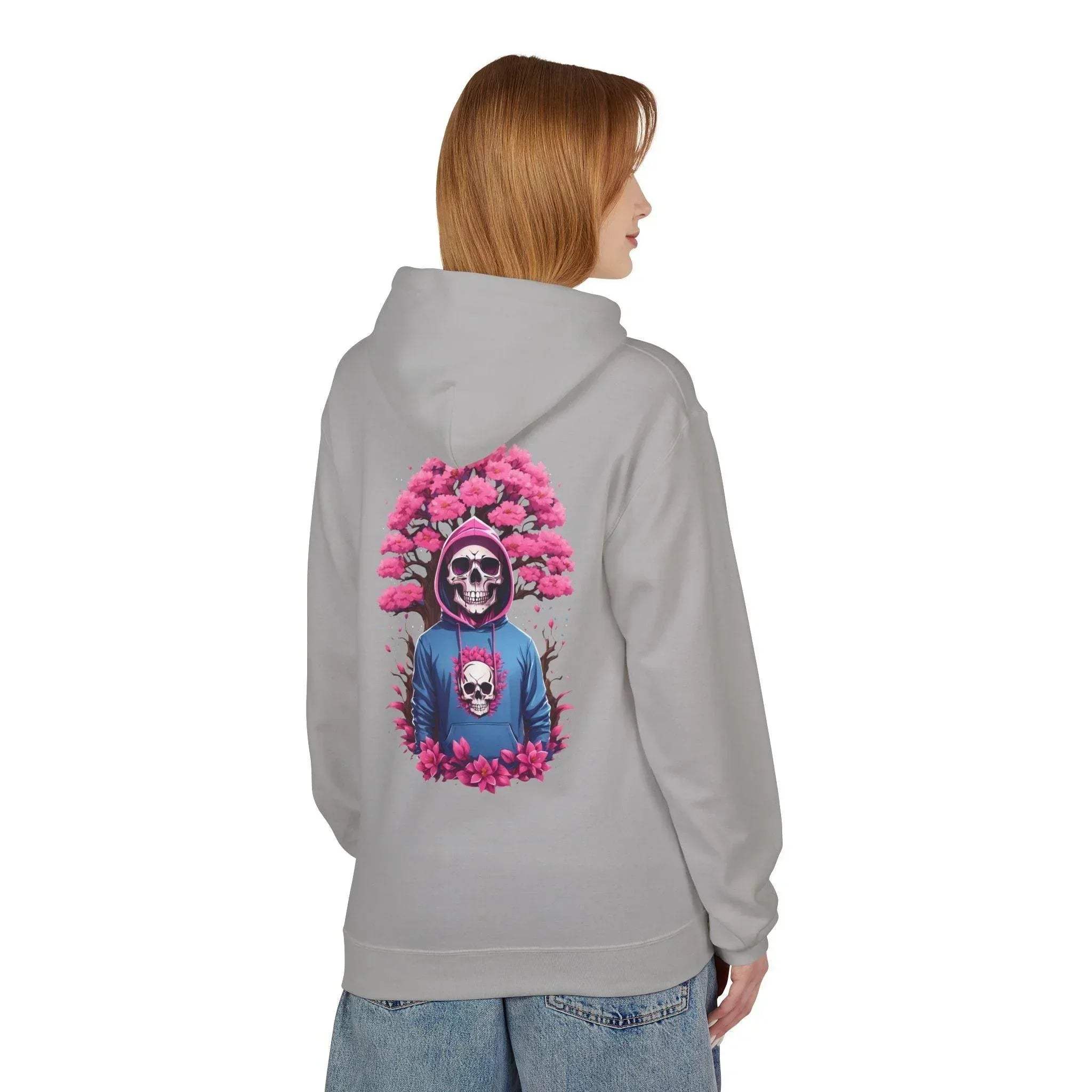 Cozy Chic Skull & Pink Floral Fleece Hoodie