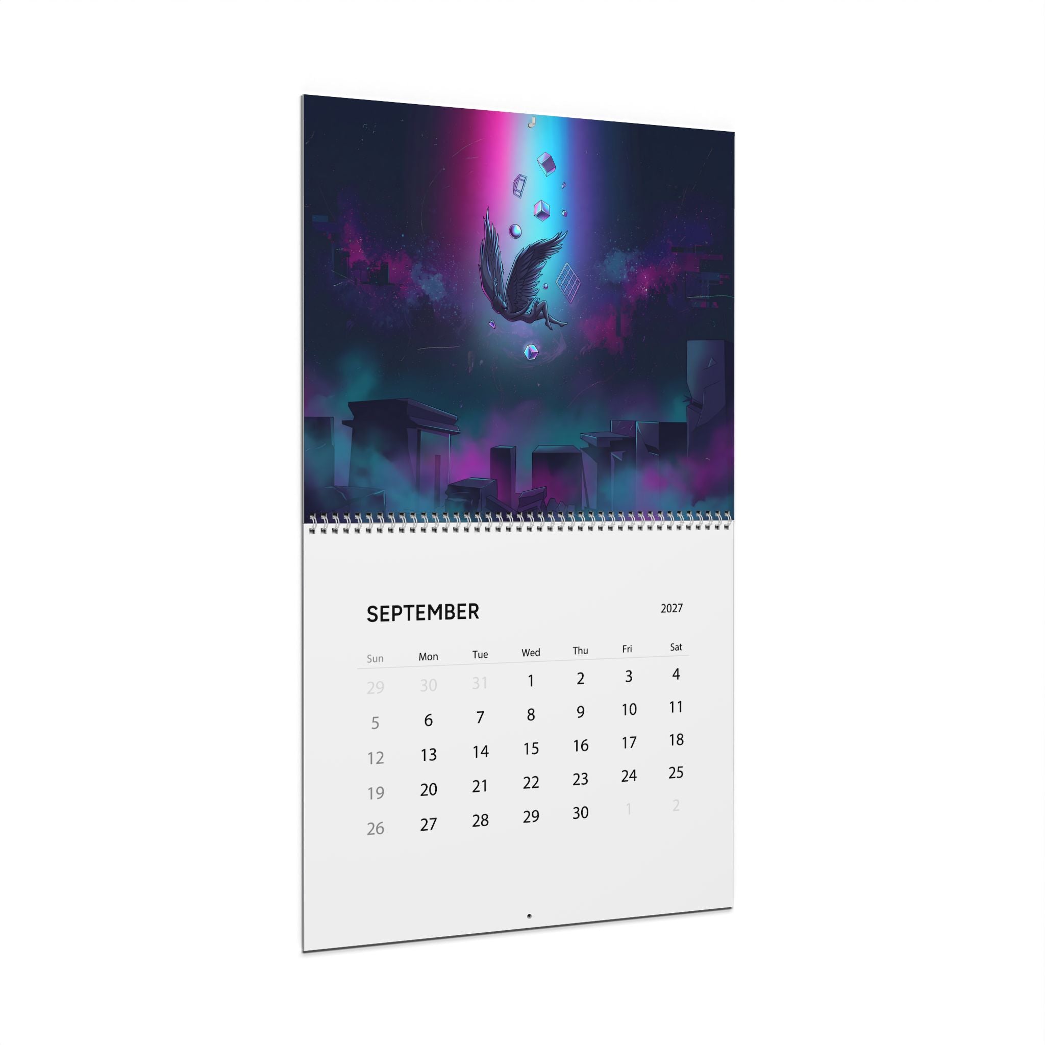 2027 Neon Vaporwave Fantasy Calendar – Colorful Fantasy Artwork Collection