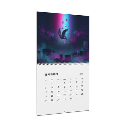 2027 Neon Vaporwave Fantasy Calendar – Colorful Fantasy Artwork Collection