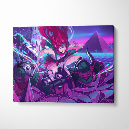 Vaporwave Neon Dreamscape Canvas - Neon Warrior Pink Purple Teal Room Vaporwave Moody Retro-Futurism Wall Art Canvas