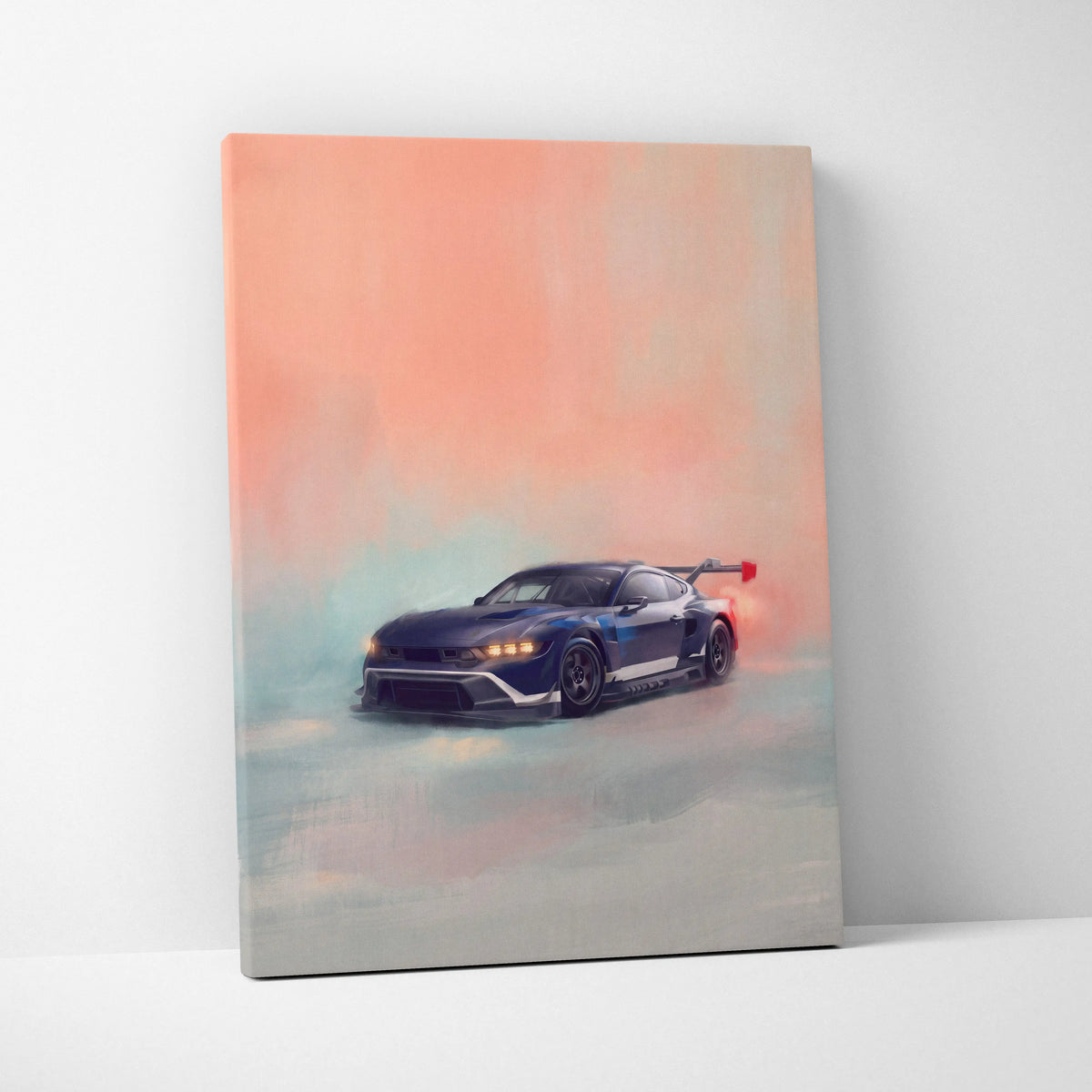 Ford Mustang GTD Inspired Automotive Wall Art, Track Racing Canvas Print for Living Room