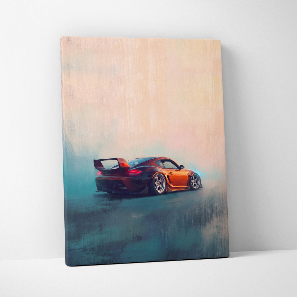 Porsche Cayman Inspired Canvas Art, Luxury Sports Car Wall Decor Print