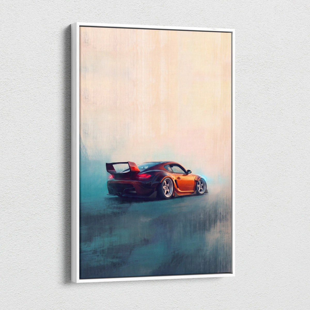 Porsche Cayman Inspired Canvas Art, Luxury Sports Car Wall Decor Print
