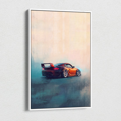 Porsche Cayman Inspired Canvas Art, Luxury Sports Car Wall Decor Print
