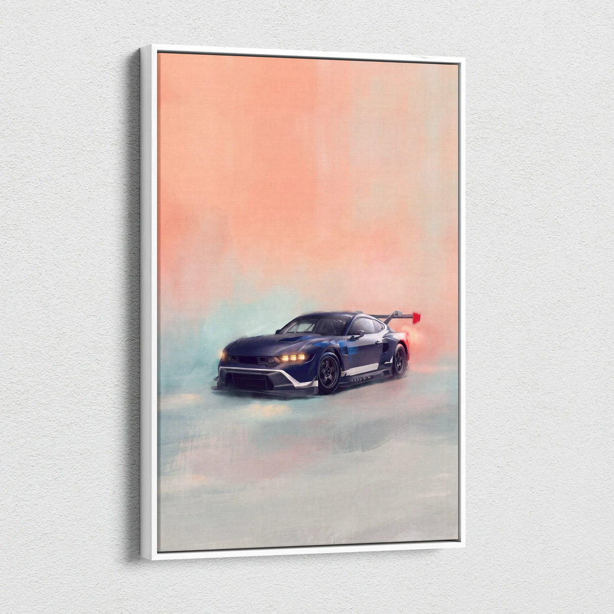 Ford Mustang GTD Inspired Automotive Wall Art, Track Racing Canvas Print for Living Room