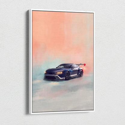 Ford Mustang GTD Inspired Automotive Wall Art, Track Racing Canvas Print for Living Room