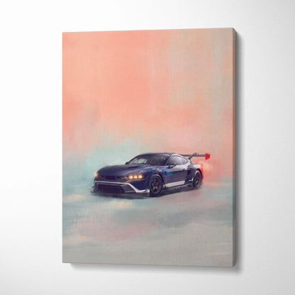Ford Mustang GTD Inspired Automotive Wall Art, Track Racing Canvas Print for Living Room