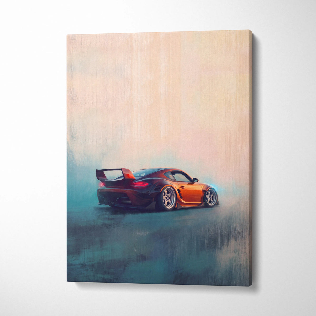 Porsche Cayman Inspired Canvas Art, Luxury Sports Car Wall Decor Print
