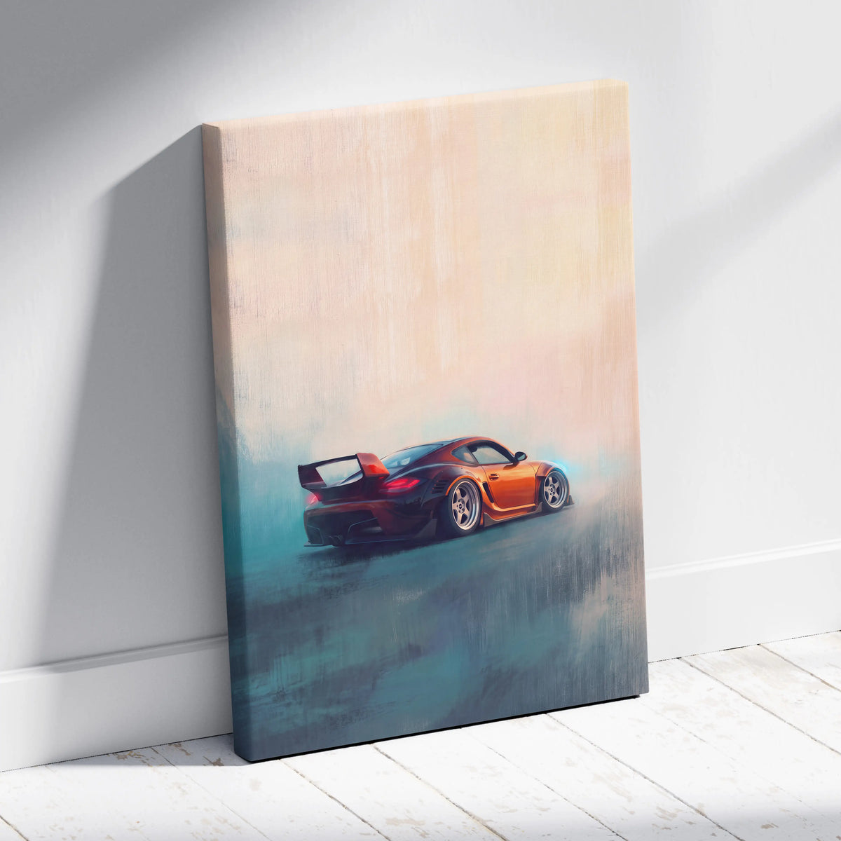Porsche Cayman Inspired Canvas Art, Luxury Sports Car Wall Decor Print