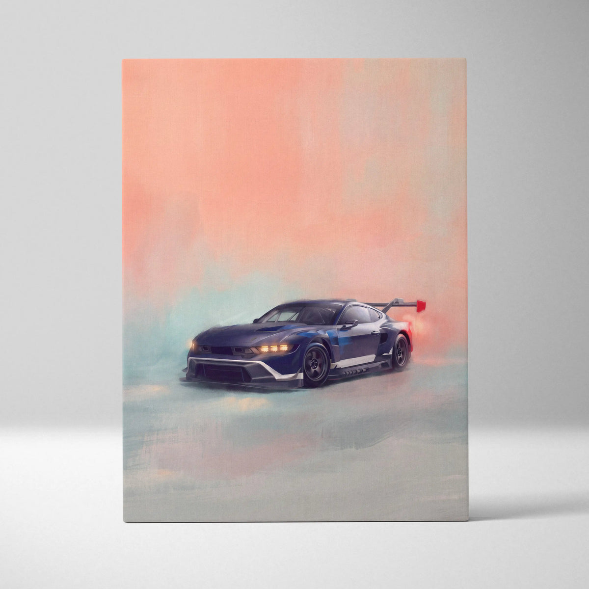 Ford Mustang GTD Inspired Automotive Wall Art, Track Racing Canvas Print for Living Room