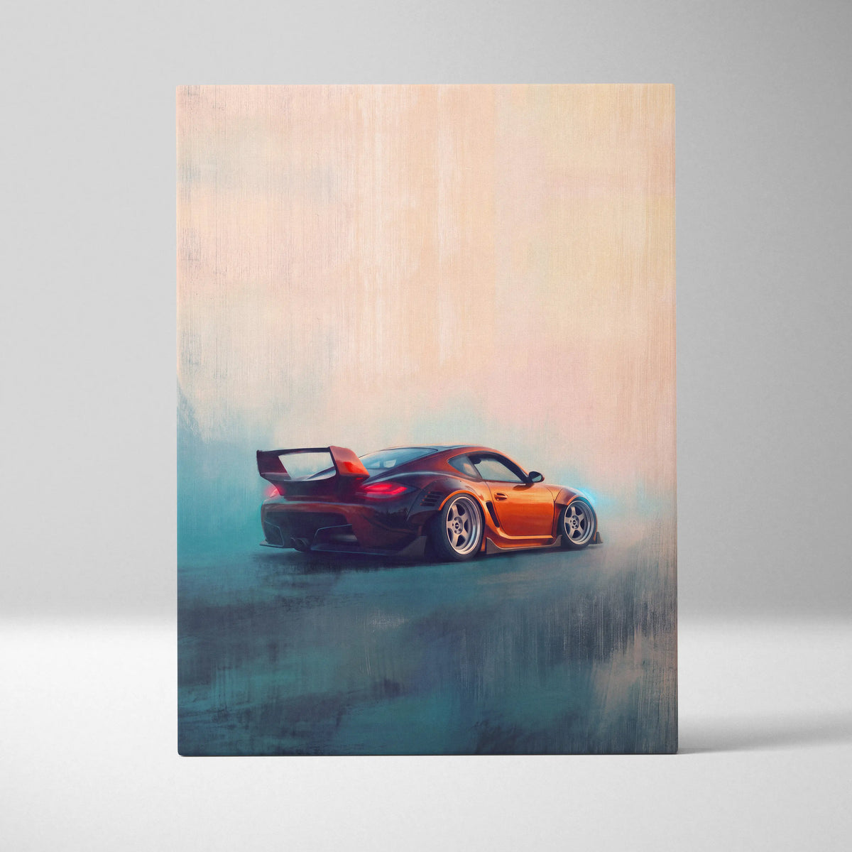 Porsche Cayman Inspired Canvas Art, Luxury Sports Car Wall Decor Print