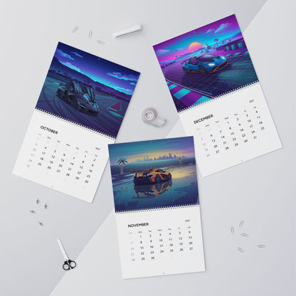 2027 Supercar Vaporwave Art Calendar – Luxury Sports Cars, Neon Nights & Retro Futuristic Artwork