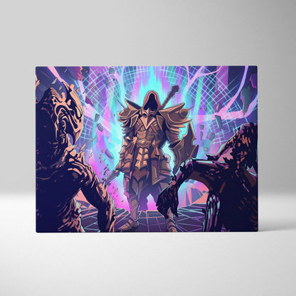 Vaporwave Neon Fantasy Canvas - Mythic Creature Neon Pink Cyan Home Vaporwave Electric Mood Wall Art Canvas