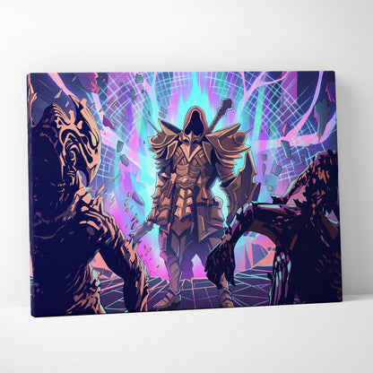 Vaporwave Neon Fantasy Canvas - Mythic Creature Neon Pink Cyan Home Vaporwave Electric Mood Wall Art Canvas