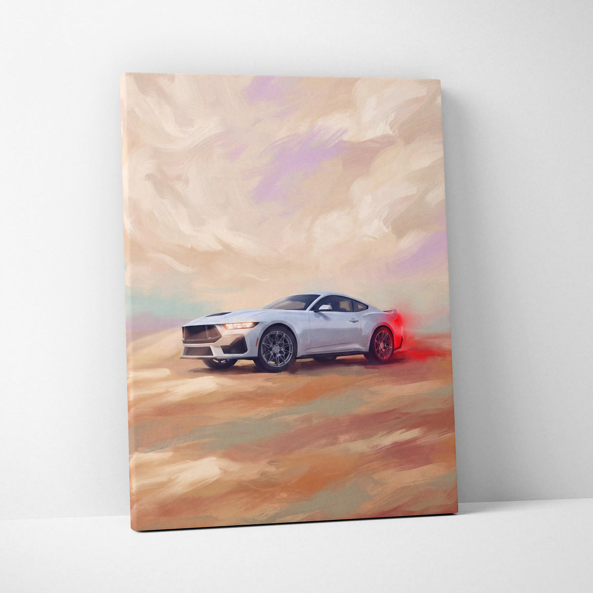 Ford Mustang Inspired Automotive Canvas Art, Modern Muscle Car Wall Decor for Bedroom