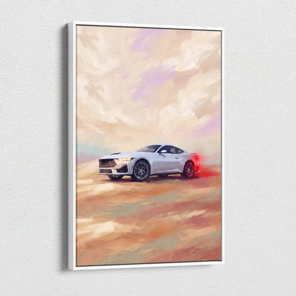 Ford Mustang Inspired Automotive Canvas Art, Modern Muscle Car Wall Decor for Bedroom