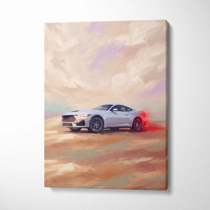 Ford Mustang Inspired Automotive Canvas Art, Modern Muscle Car Wall Decor for Bedroom