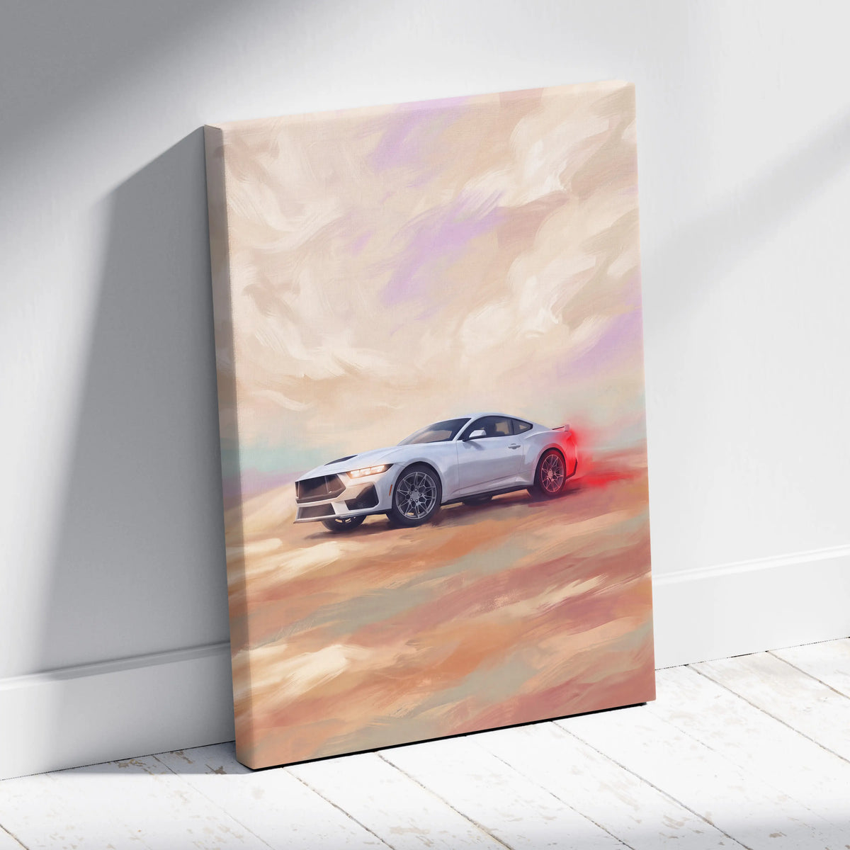 Ford Mustang Inspired Automotive Canvas Art, Modern Muscle Car Wall Decor for Bedroom