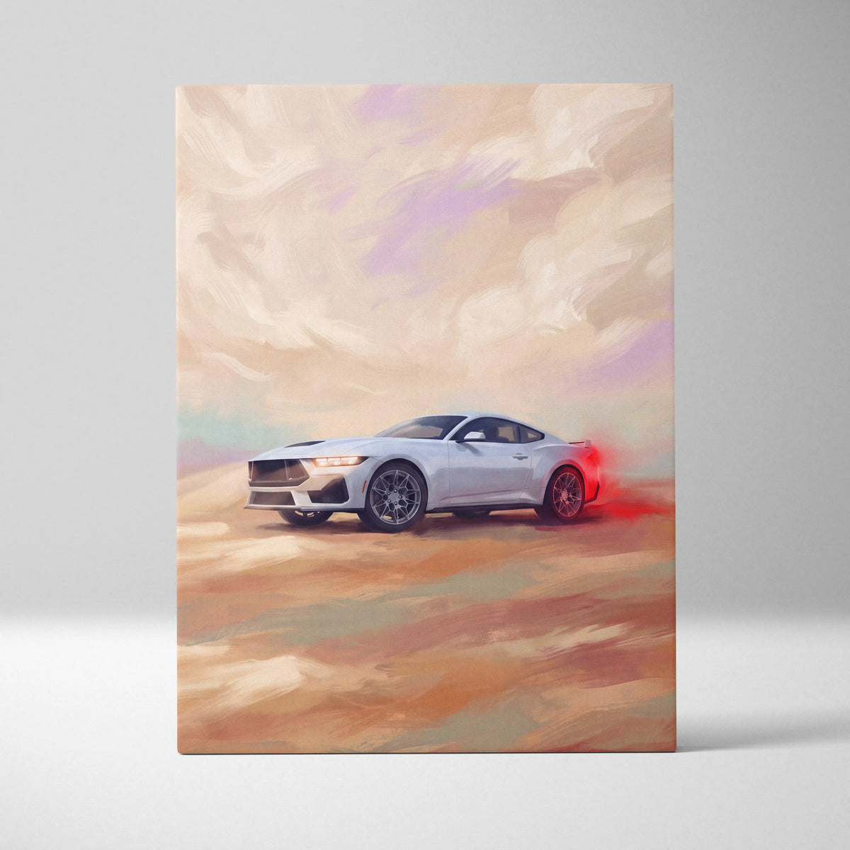 Ford Mustang Inspired Automotive Canvas Art, Modern Muscle Car Wall Decor for Bedroom