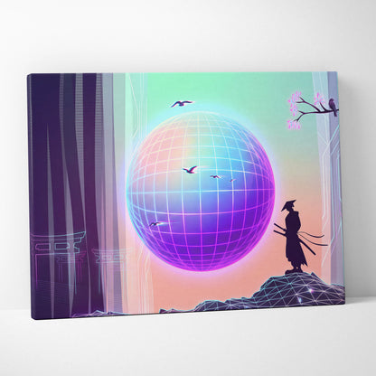Neo Sakura Vaporwave Wall Art - Japan Landscape Neon Living Room Vaporwave Dreamy Neon Japanese Vaporwave Canvas Print