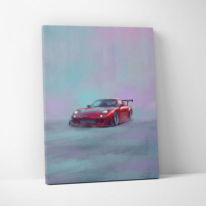 Mazda RX-7 Inspired Canvas Art, Rotary Engine Sports Car Wall Decor for Bedroom