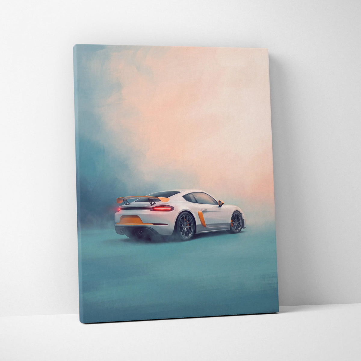 Porsche 718 Cayman Inspired Car Wall Art - Track Racing Vehicle Canvas Print for Living Room