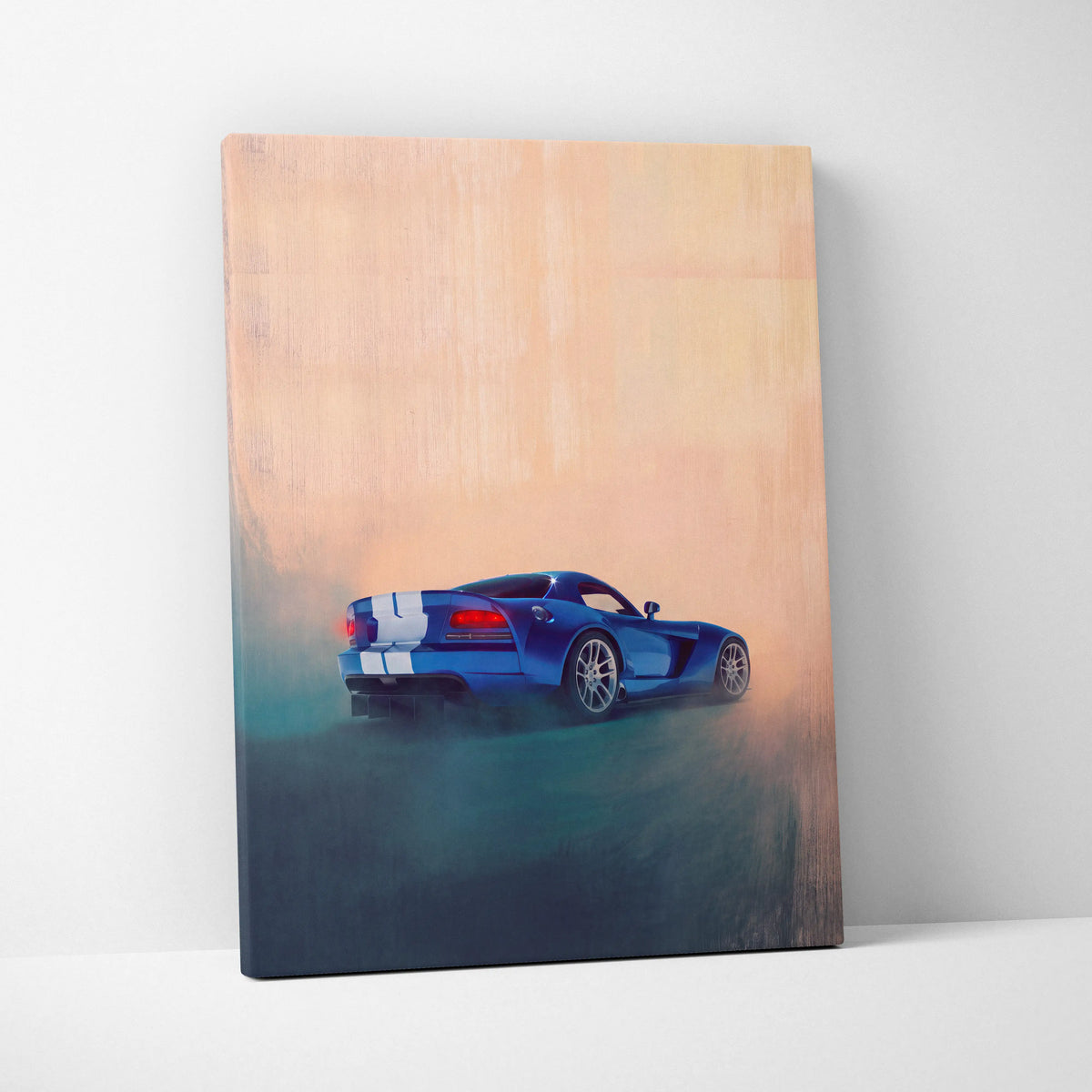 Dodge Viper Inspired Automotive Canvas Print, Blue Supercar Wall Decor