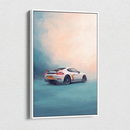Porsche 718 Cayman Inspired Car Wall Art - Track Racing Vehicle Canvas Print for Living Room