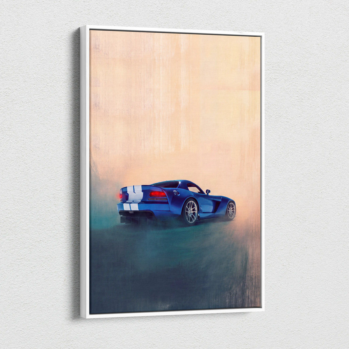Dodge Viper Inspired Automotive Canvas Print, Blue Supercar Wall Decor