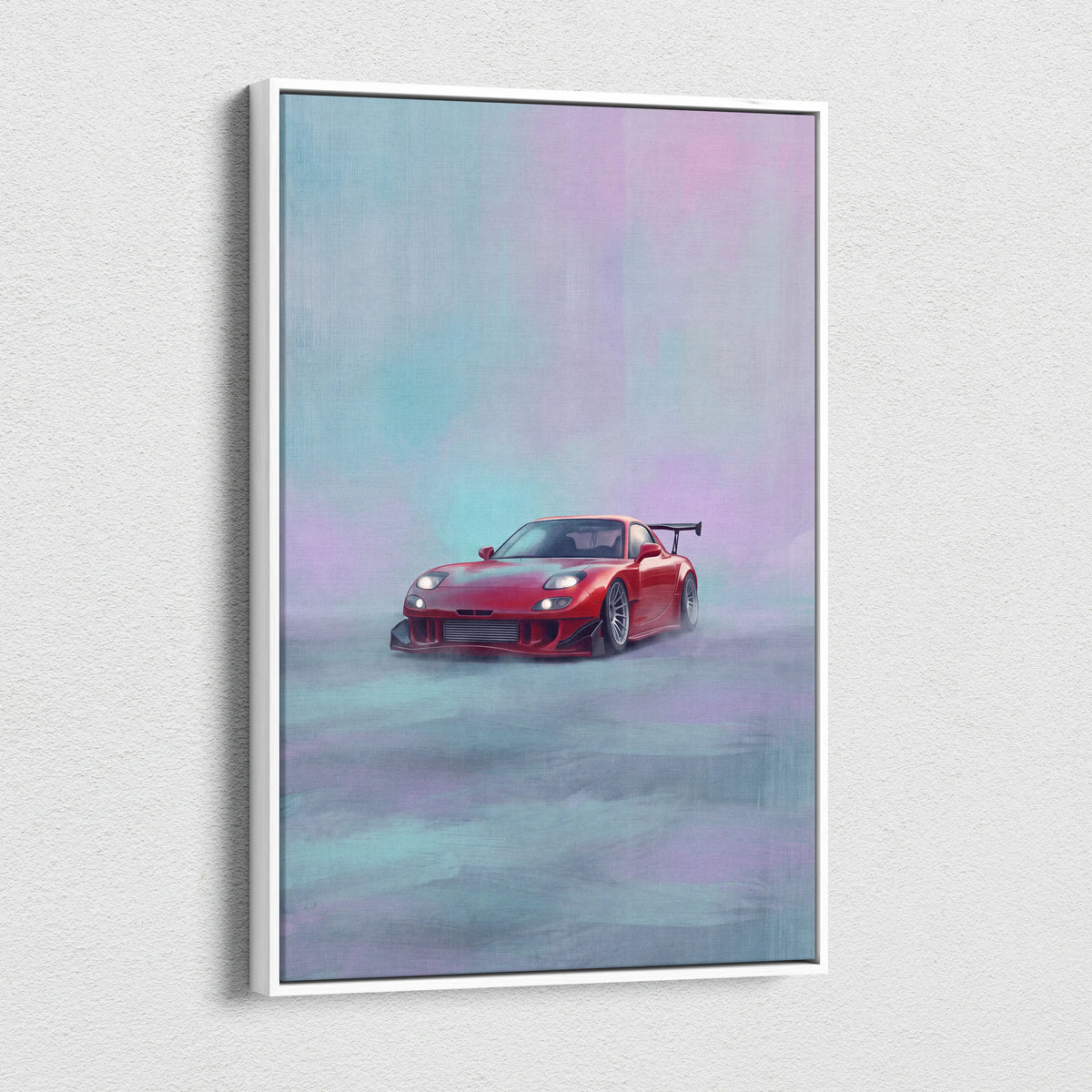 Mazda RX-7 Inspired Canvas Art, Rotary Engine Sports Car Wall Decor for Bedroom