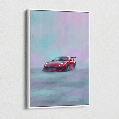 Mazda RX-7 Inspired Canvas Art, Rotary Engine Sports Car Wall Decor for Bedroom