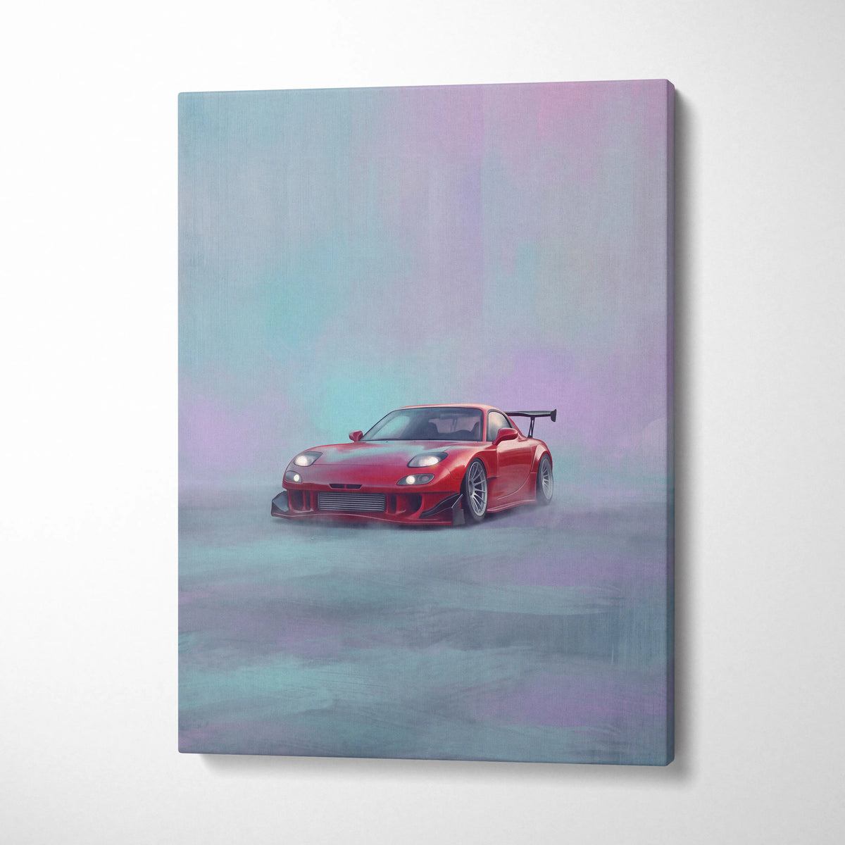 Mazda RX-7 Inspired Canvas Art, Rotary Engine Sports Car Wall Decor for Bedroom