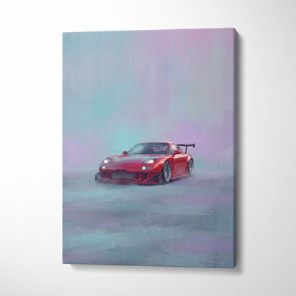 Mazda RX-7 Inspired Canvas Art, Rotary Engine Sports Car Wall Decor for Bedroom
