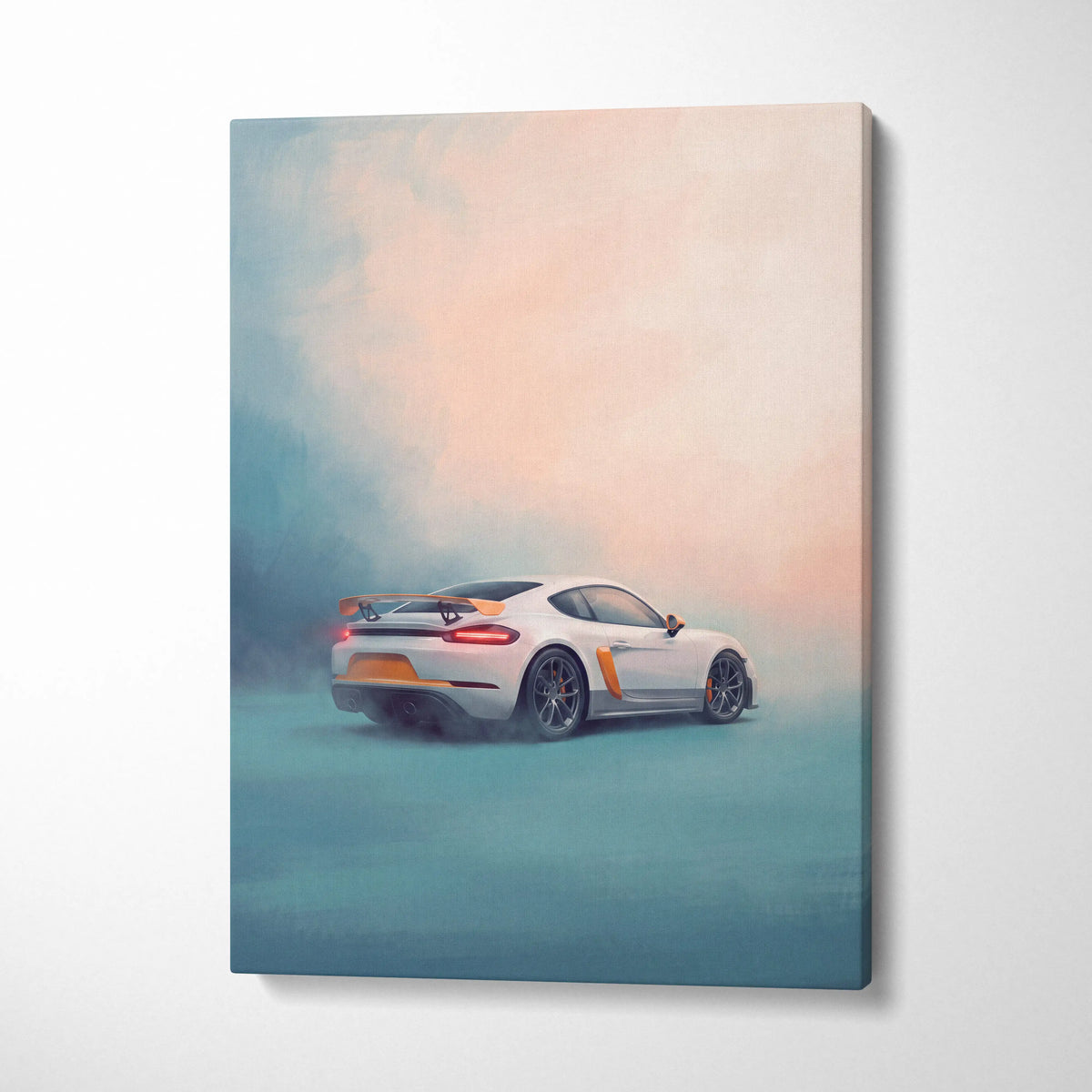 Porsche 718 Cayman Inspired Car Wall Art - Track Racing Vehicle Canvas Print for Living Room